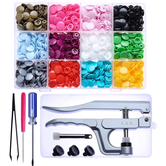 Original KAM Snaps Starter Fasteners Kit -360pcs KAMsnaps Size 20 + Snap Pliers for Crafts Clothing