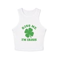 thumbnail image 1 of Original Kiss Me Im Irish Clover Micro Rib Racer Tank Top, 1 of 6