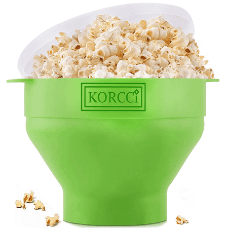 The Original Korcci Silicone Popcorn Maker - Microwave Popcorn Popper - Collapsible Bowl, Heat-Resistant, Easy to Clean, Ideal for Family Movie Nights - Green