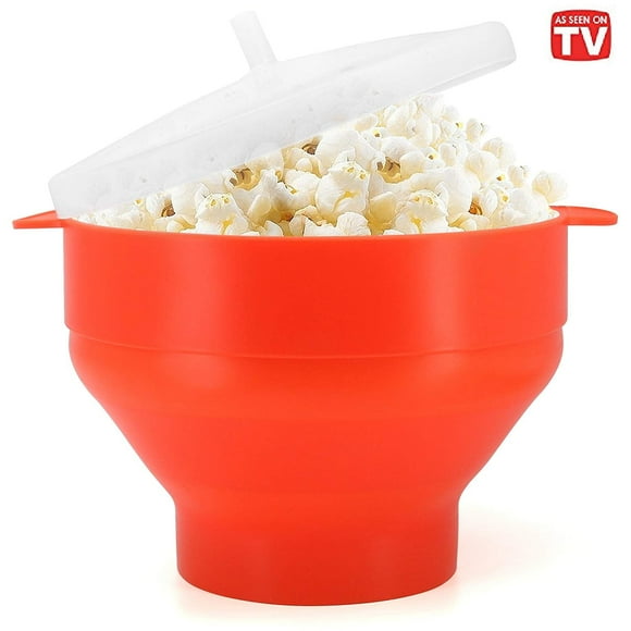 The Original Korcci Silicone Popcorn Maker - Microwave Popcorn Popper - Collapsible Bowl, Heat-Resistant, Easy to Clean, Ideal for Family Movie Nights - Red