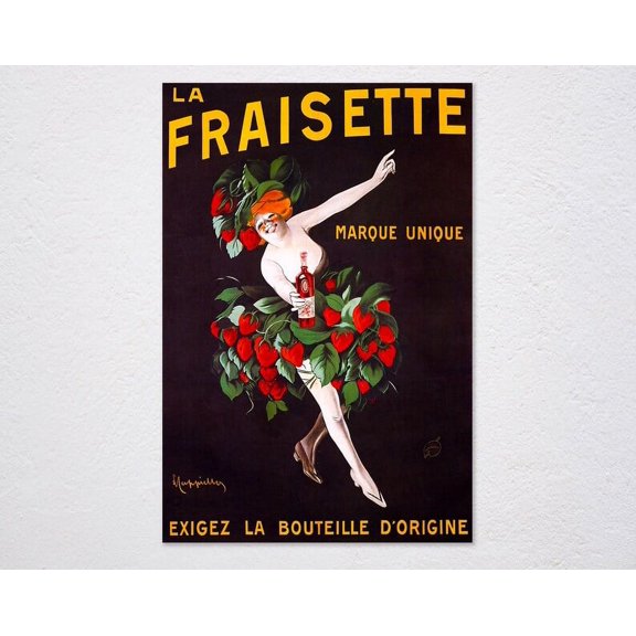 Original La Fraisette Cappiello Vintage Advertising Poster, Fashion Lady Bar Restaurant Wall Art Print