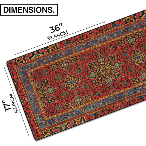 Original Large Gaming Desk Mat – 36" x 17" Duraglyde Arabic Textiles Royal-Medallions Full Desk Mouse Pad for Smooth Precision – Non-Slip, Washable Extra-Large PC Mouse Pad for Gaming Sessions