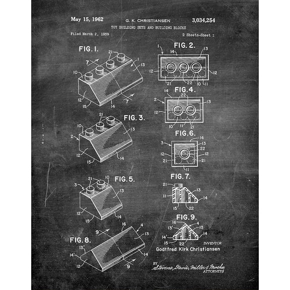 Original Lego Artwork Submitted In 1962 - Toys and Games - Patent Art Print
