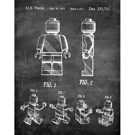 Original Lego Man Artwork Submitted In 1979 - Toys and Games - Patent Art Print