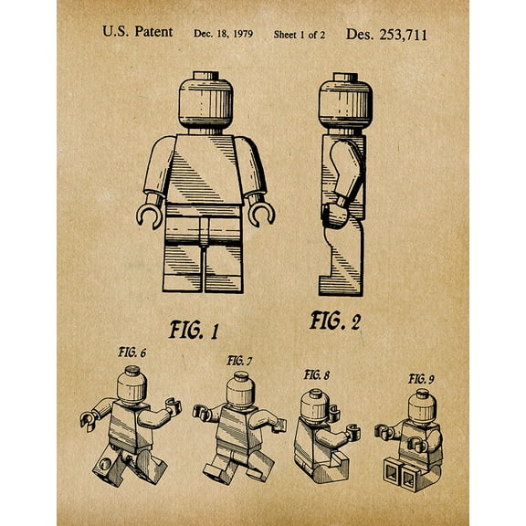 Original Lego Man Artwork Submitted In 1979 - Toys and Games - Patent Art Print