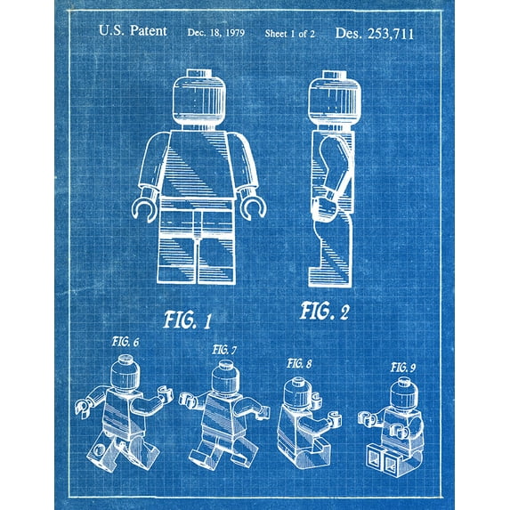Original Lego Man Artwork Submitted In 1979 - Toys and Games - Patent Art Print