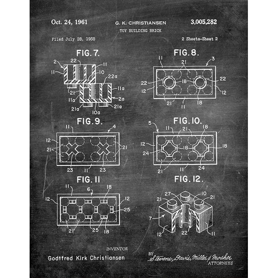 Original Lego Sheet2 Artwork Submitted In 1961 - Toys and Games - Patent Art Print