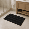thumbnail image 1 of PrimeBeau Chenille Shaggy Rug Striped Black Microfiber Polyester Bath Rug, 20" x 32", Machine Washable, Black, 1 of 6