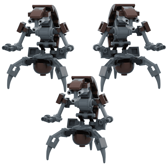 Original MOC Sci-Fi Combat Droid Building Block Kit, 3-Pack Mini Robot Figure Model Set, 141 Pieces Total