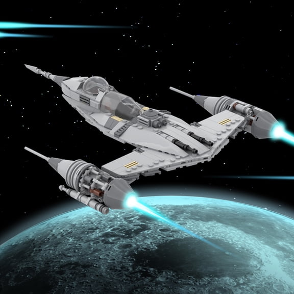 Original MOC Sci-Fi Interstellar Fighter Building Block Kit, 360 Pieces Collectible Space Aircraft Model Set
