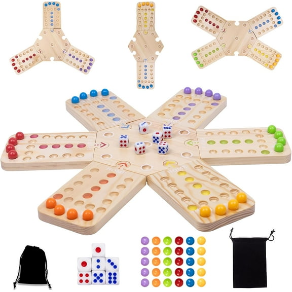 Original Marble Aggravation Board Game Set, Portable Wooden Tabletop Game with 30 Marbles and 7 Dice for Family Party Nights (2-6 Players)
