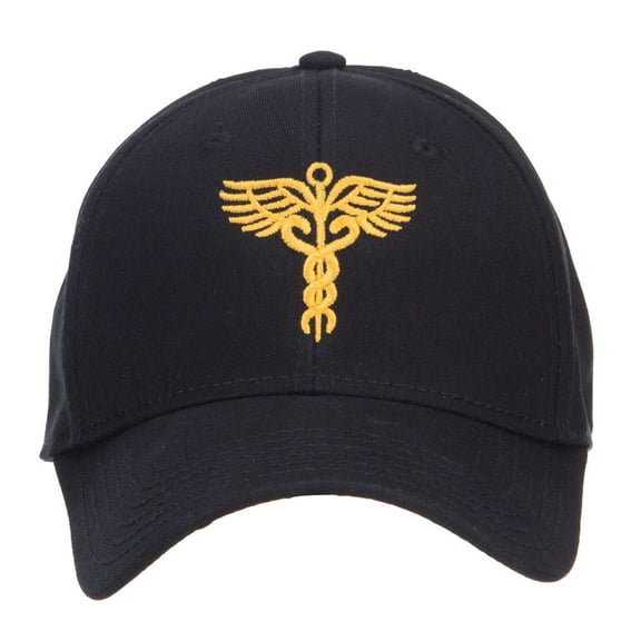 Original Medical Caduceus Embroidered Cotton Cap - Black OSFM