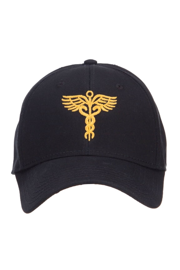 Original Medical Caduceus Embroidered Cotton Cap - Black OSFM