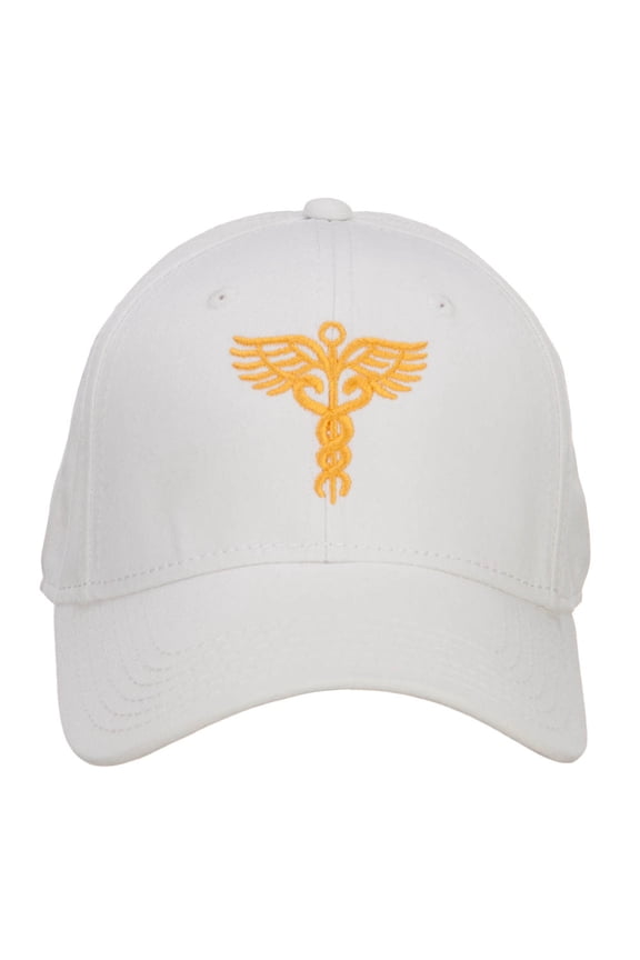 Original Medical Caduceus Embroidered Cotton Cap - White OSFM