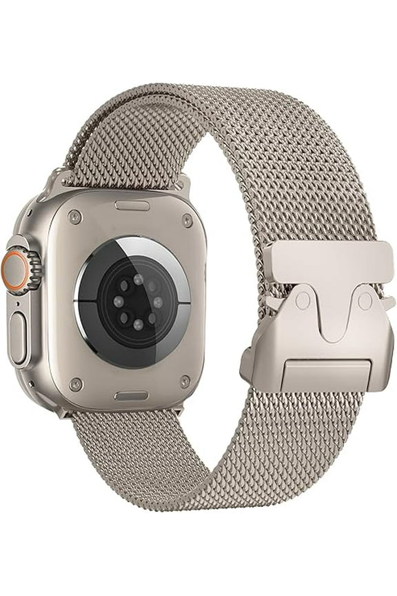 Original Metal Band Compatible with Apple Watch Ultra 2/Ultra Band 49mm (2024) 46mm 45mm 44mm Men Women, Stainless Steel Mesh Milanese Loop Adjustable Strap for iWatch Ultra Series 10 9 8 7 SE 6 5 4