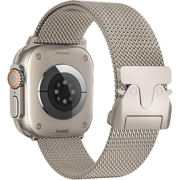 Original Metal Band Compatible with Apple Watch Ultra 2/Ultra Band 49mm (2024) 46mm 45mm 44mm Men Women, Stainless Steel Mesh Milanese Loop Adjustable Strap for iWatch Ultra Series 10 9 8 7 SE 6 5 4