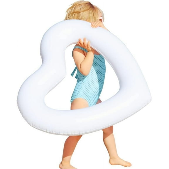 The Original Mini Heart Shaped Pool Float by LOTELI - White Mommy and Me Pool Float - Best Small Inflatable for Pool Parties, Wedding Party - Summer Fun & Relaxation - Durable & Easy to Inflate
