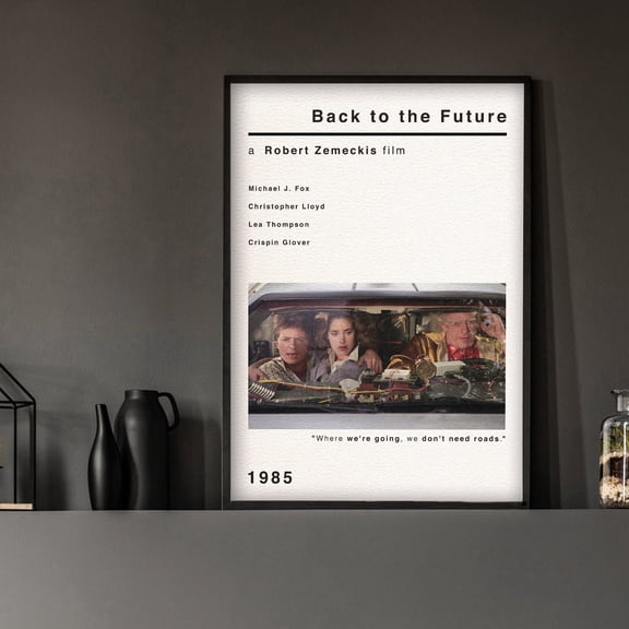 Original Minimalist Back To The Future 1985 Movie Poster, Sci Fi Cinema Wall Art Print