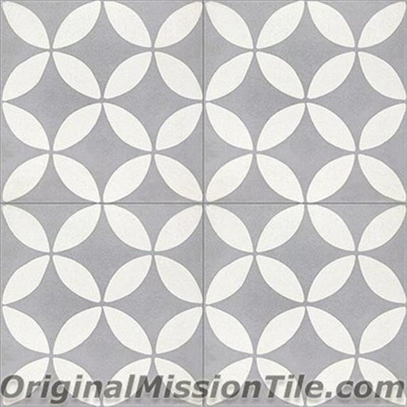 Original Mission Tile F882542-02 Circulos II Cement Tiles, Gris 02 - Box of 12