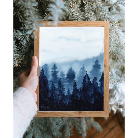 Original Misty Pine Forest,Painted Artwork, One,Of,A,Kind Original, Unique Wall Art, Tree Art, 16x24 UNFRAMED