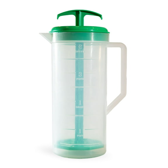 The Original MixStir Mixing Pitcher; JBK Pottery - Mixing Pitcher for Drinks, Plastic Water Pitcher with Lid and Plunger with Angled Blades, Easy-Mix Juice Container, 2-Quart Capacity, Green