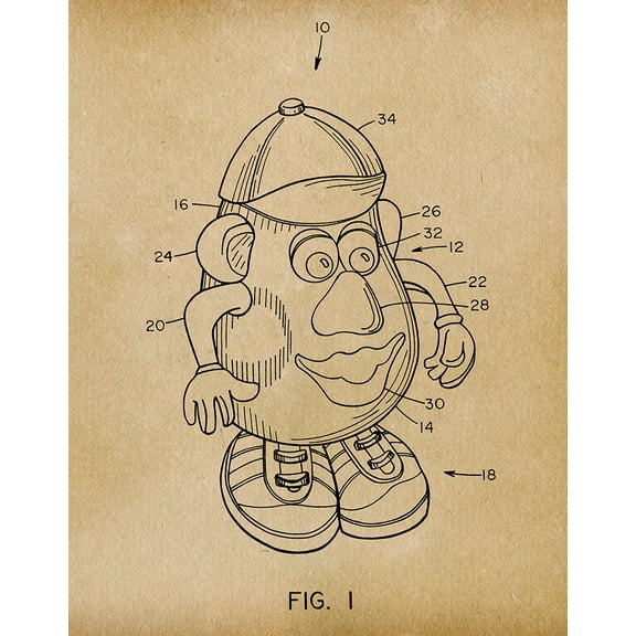 Original Mr. Potato Artwork Submitted In Head - Toys and Games - Patent Art Print