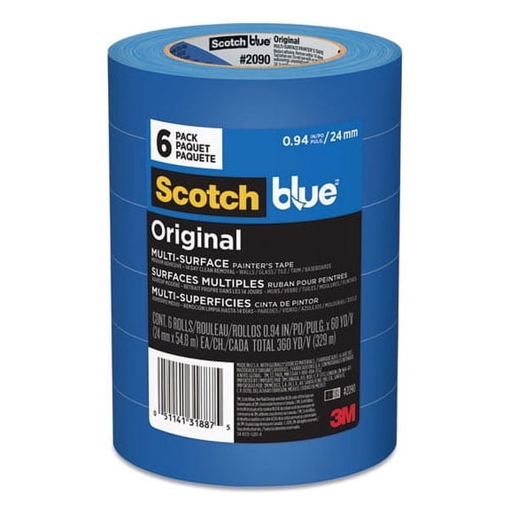 Original Multi-Surface Painter's Tape, 3" Core, 0.94" X 60 Yds, Blue, 6/pack | Bundle of 2 Packs