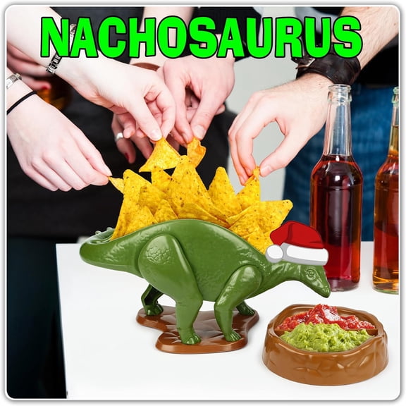 Original Nachosaurus Snack and Dip Set, Dinosaur Nacho Holder