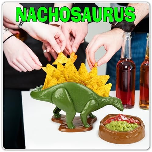 Original Nachosaurus Snack and Dip Set, Dinosaur Nacho Holder
