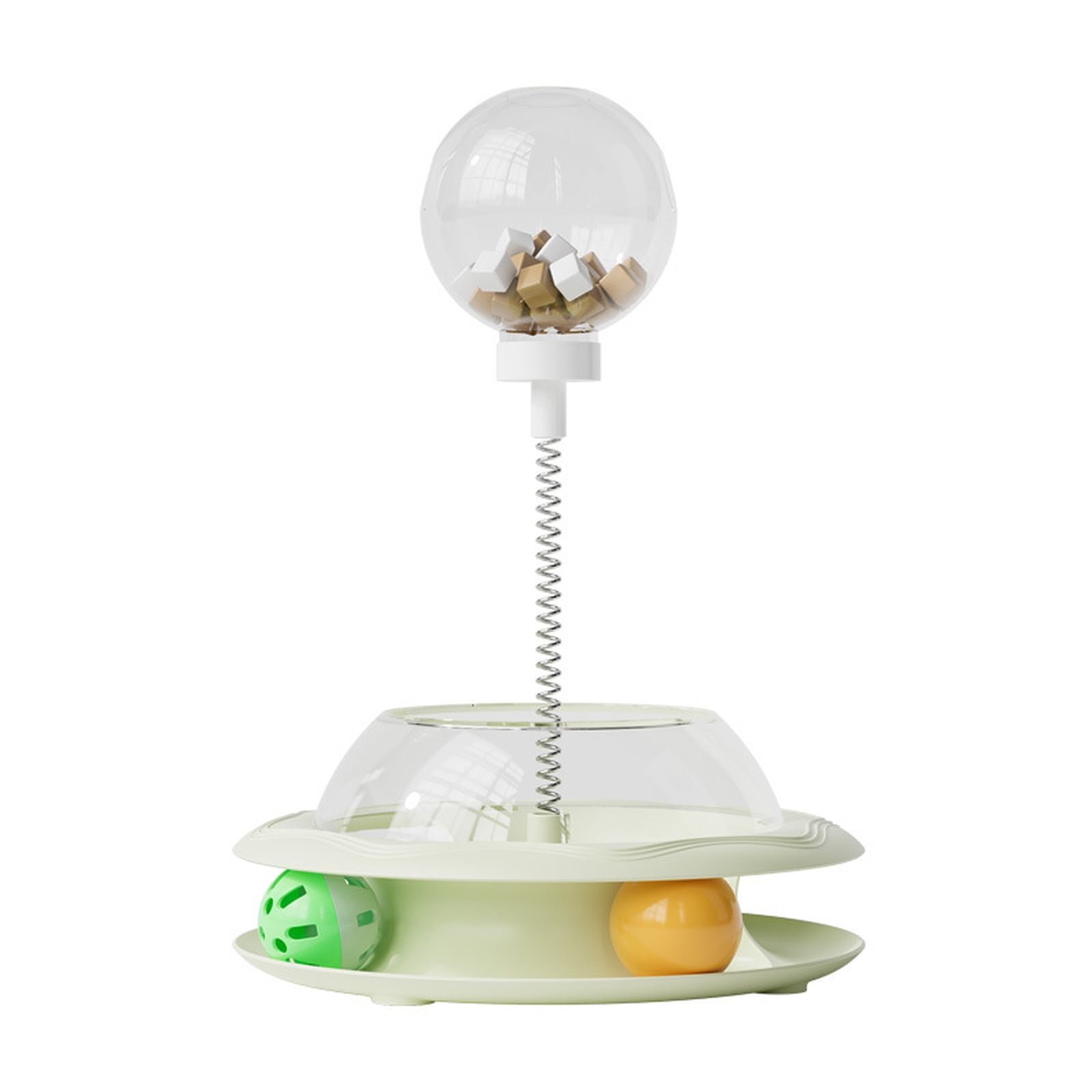 Original New Cat Toy - Interactive Treat Dispensing Ball with Spinning Disk, Spring Feather & Puzzle Design for Cats to Self-Entertainment, Boredom Relief, Indoor Play
