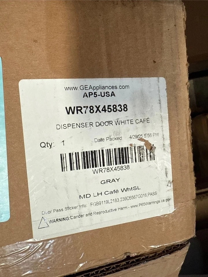 ✅Original New OEM GE WR78X45838 REFRIGERATOR DOOR - LEFT HAND DISPENSER WHITE PA