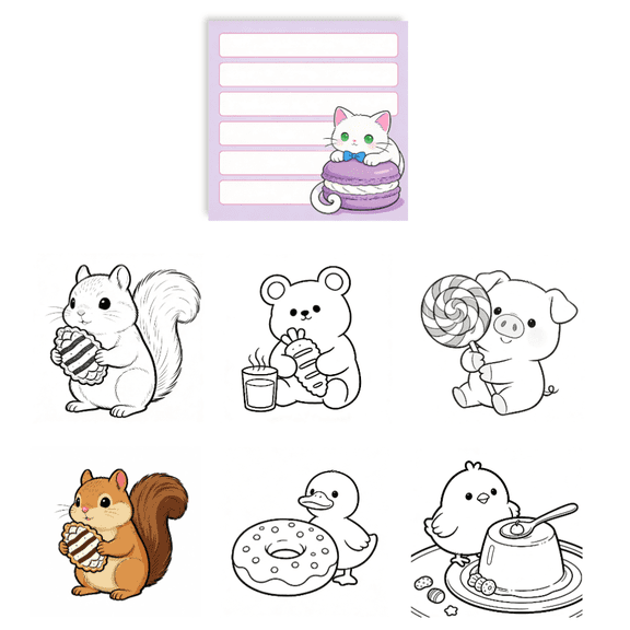 Original No-Repeat Double-Sided Sticky Notes (100 Pcs) - Coloring & Note-Taking, Cute Memo Pads for Adults