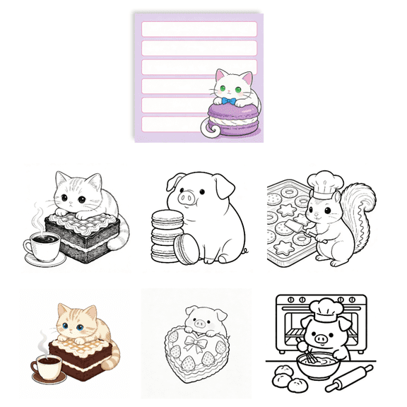 Original No-Repeat Sticky Notes (100 Pcs) - Double-Sided (Coloring + Writing), Creative Unique Designs