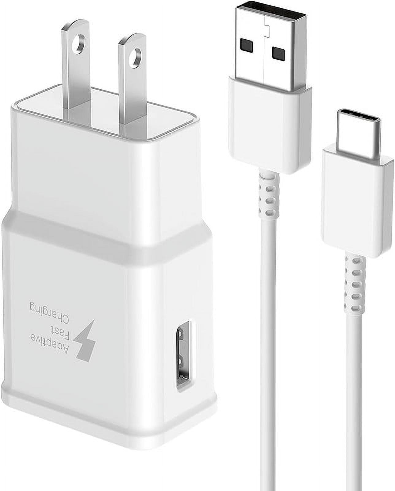 Original OEM Fast Charger Set for Samsung Galaxy S24, S23, S22, S21, S20, S10 Ultra, Plus models 15W USB Fast Wall Charger Adapter Plug + 4ft Type-C Cable [White]