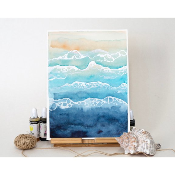 Original Ocean Waves,Painted Artwork, One,Of,A,Kind Original, Unique Wall Art,, 24x36 UNFRAMED