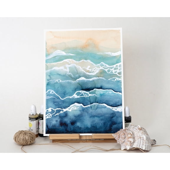 Original Ocean Waves,Painted Artwork, One,Of,A,Kind Original, Unique Wall Art, F031, 24x36 UNFRAMED