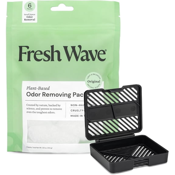 Original Odor Eliminating & Ddorizing Packs - Bag of 6 & Fresh Pod Case - Safer Odor Relief for Small Spaces, Natural Plant-Based Odor Eliminator, Odor Absorbers for Home
