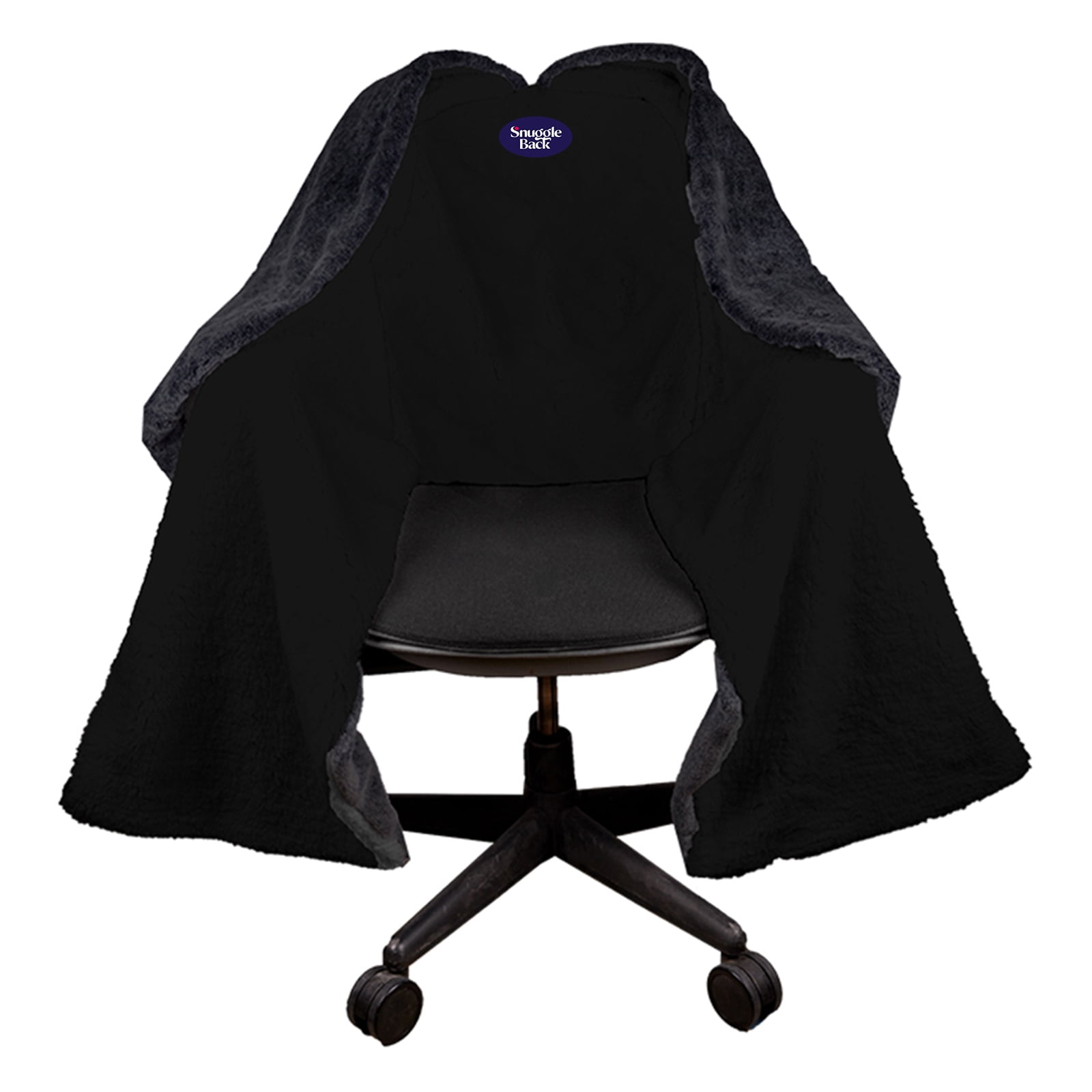 The Original Office Chair Blanket by SnuggleBack; Cozy Comfy Office Desk Chair Wrap Attaches for Convenient Heat and Hands-Free. Stay Warm In The Winter or Summer. Black Faux Fur with Sherpa Fleece