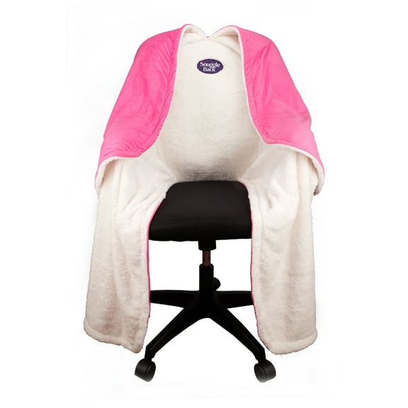 The Original Office Chair Blanket by SnuggleBack; Cozy Comfy Office Desk Chair Wrap Attaches for Convenient Heat. Stay Warm In The Winter or Summer. Raspberry Pattern Fleece with Sherpa Fur Lining