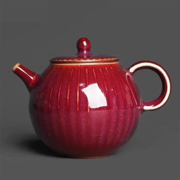 Original Ore Gold Spot Small Hand-held Tea Making Tool Vertical Pattern Round Teapot 170ml