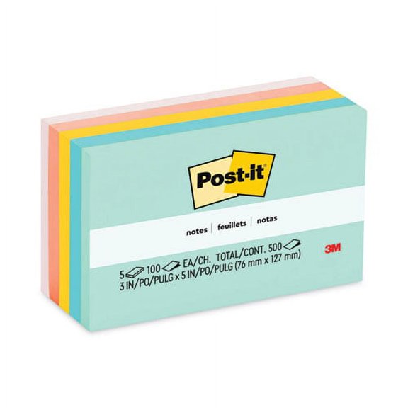 Original Pads in Beachside Cafe Collection Colors, 3" x 5", 100 Sheets/Pad, 5 Pads/Pack | Bundle of 2 Packs