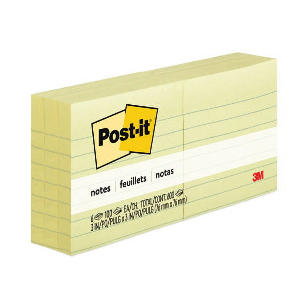 Original Pads in Canary Yellow, Note Ruled, 3" x 3", 100 Sheets/Pad, 6 Pads/Pack | Bundle of 2 Packs
