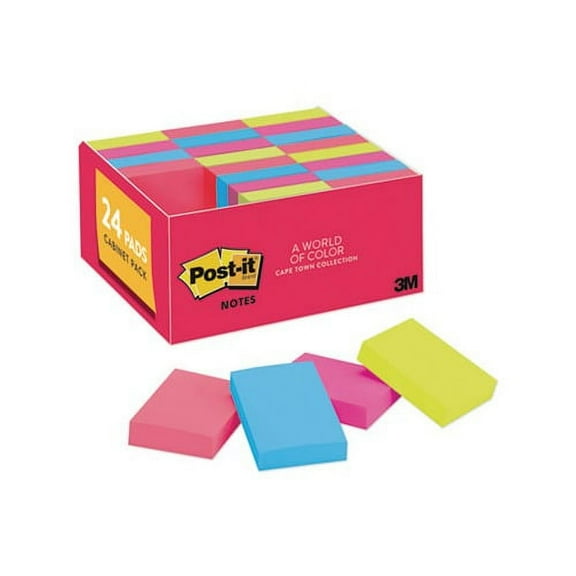 Original Pads in Cape Town Colors 1 3/8 x 1 7/8, Plain, 100-Sheet, 24/Pack