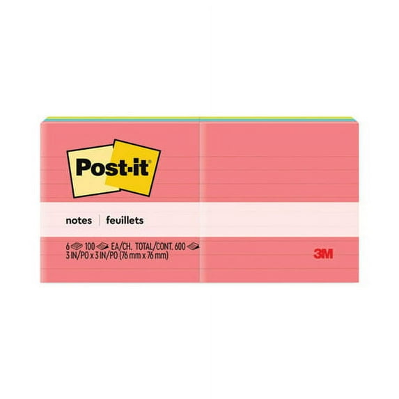 Original Pads in Poptimistic Collection Colors, Note Ruled, 3" x 3", 100 Sheets/Pad, 6 Pads/Pack | Bundle of 2 Packs