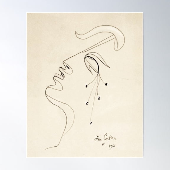Original Paintings By Jean Cocteau, 1889-1963 France Poster Wall Art, Modern Wall Decor For Living Room Bedroom, 8x12 UNFRAMED