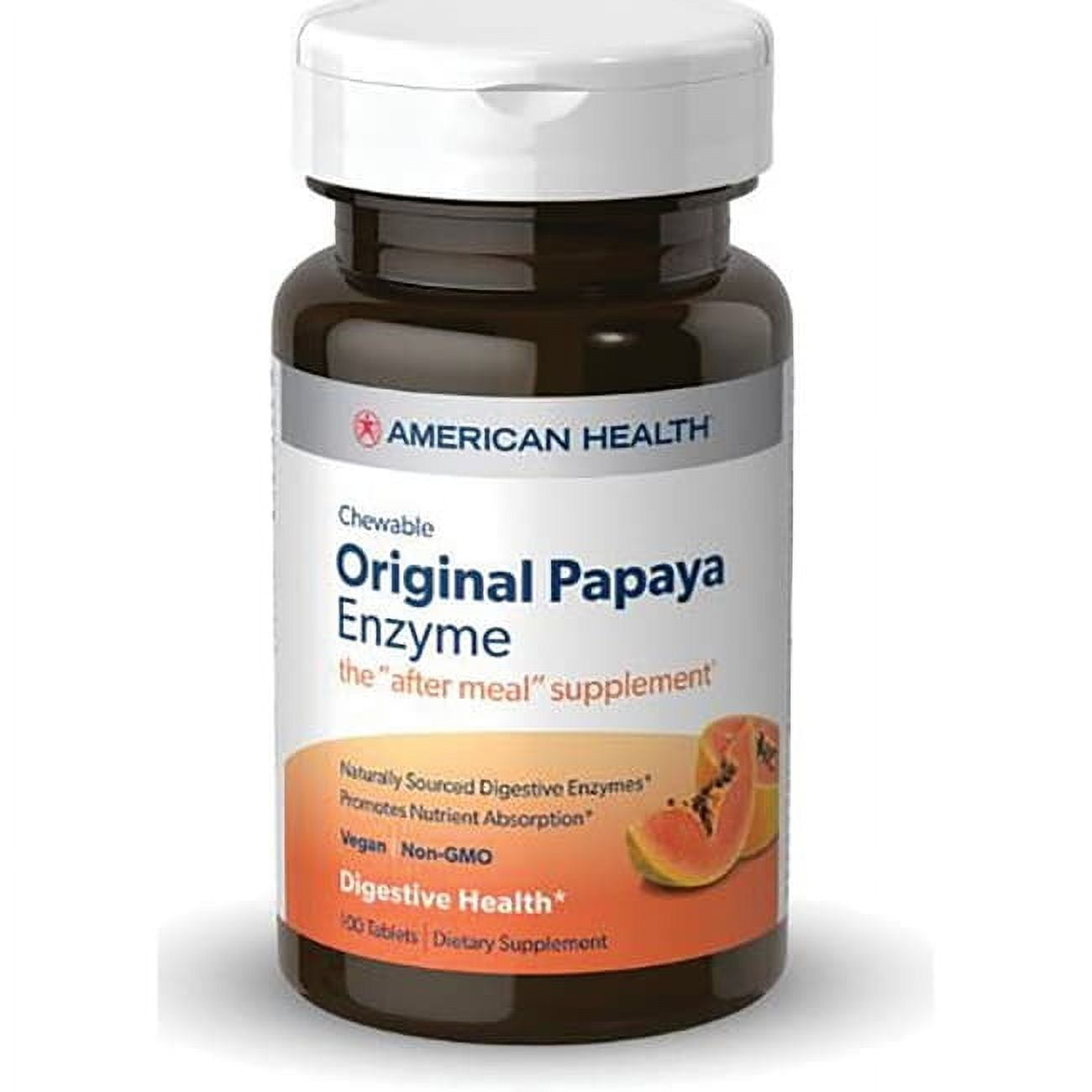 American Health Chewable Digestion Tabs - Original Papaya Enzyme, 100 ...