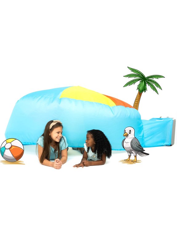 The Original Patented AirFort - Build A Fort in 30 Seconds, Inflatable Fort for Kids, Play Tent for 3-12 Years, A Playhouse Where Imagination Runs Wild, Fan not Included (Beach Ball Blue)