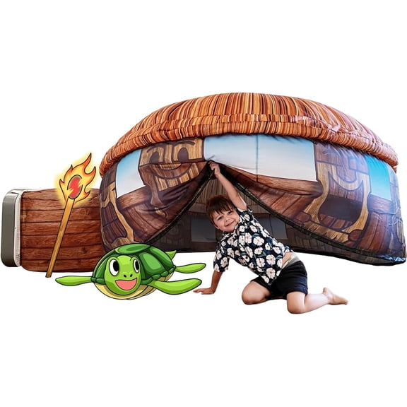 The Original Patented AirFort - Build A Fort in 30 Seconds, Inflatable Fort for Kids, Play Tent for 3-12 Years, A Playhouse Where Imagination Runs Wild, Fan not Included (Tiki Hut)