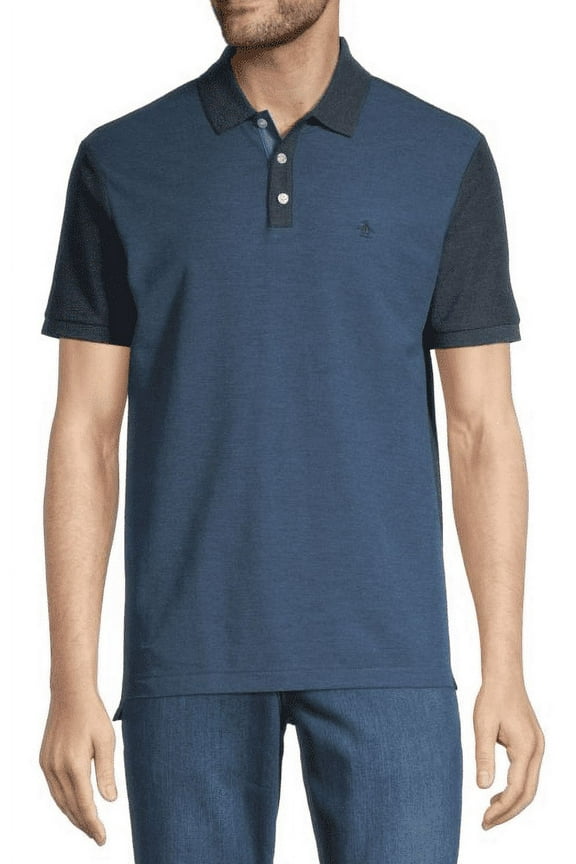 BLUE Men's Colorblock Polo Shirt, US X-Large