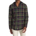 thumbnail image 1 of Original Penguin DARK SAPPHIRE Long Sleeve Plaid Flannel Hoodie Shirt, US Large, 1 of 6
